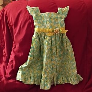 Floral Kids Dress with Yellow Accents